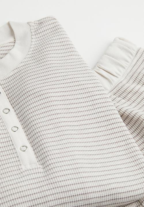 H&M - Waffled pyjamas - mole/striped