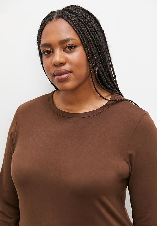 Superbalist - Crew neck midi bodycon dress - choc 