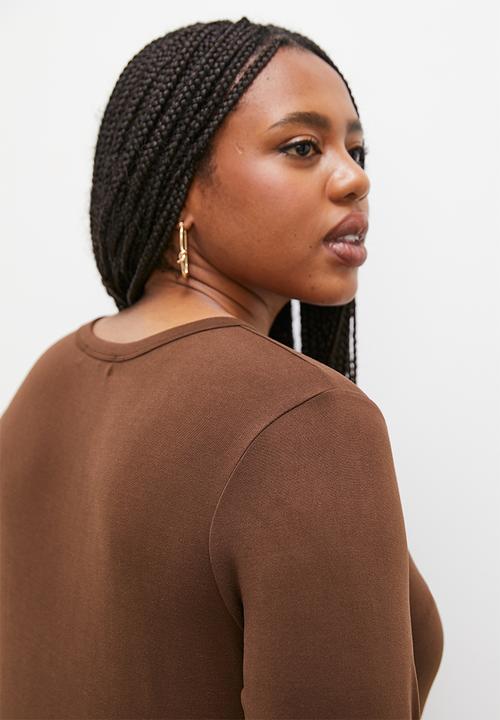 Superbalist - Crew neck midi bodycon dress - choc 