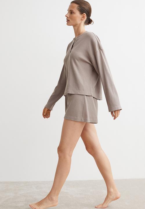 H&M - Waffled pyjamas - dark greige