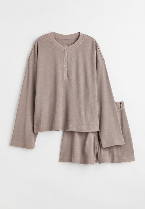 H&M - Waffled pyjamas - dark greige