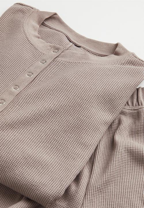 H&M - Waffled pyjamas - dark greige
