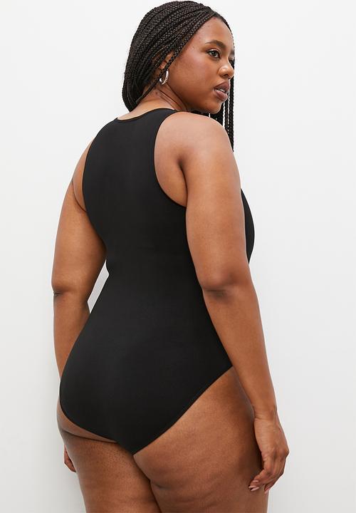 Superbalist - 2 pack crew neck cutaway bodysuit - black/white
