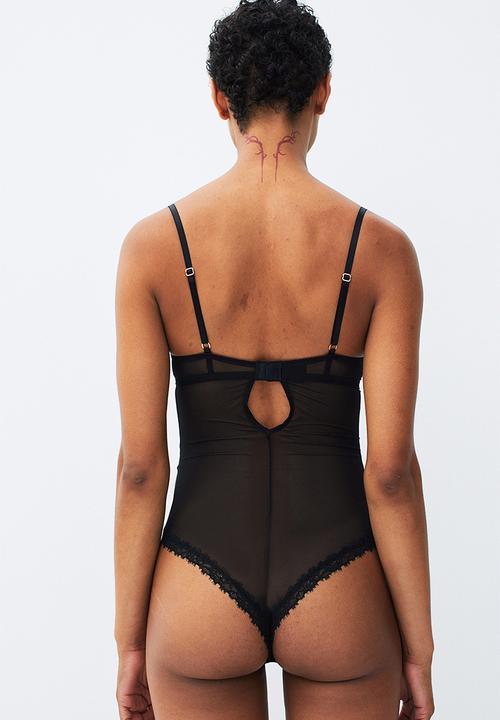 H&M - Super push-up lace body - black