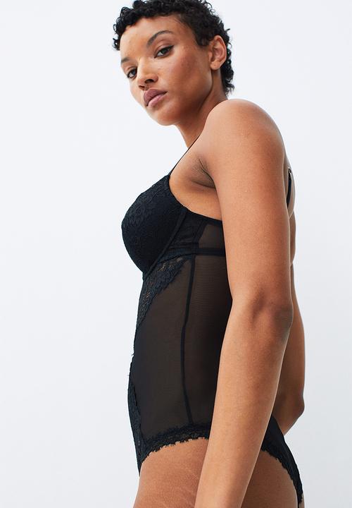 H&M - Super push-up lace body - black