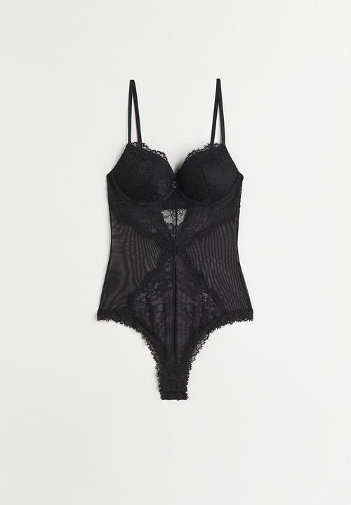 H&M - Super push-up lace body - black