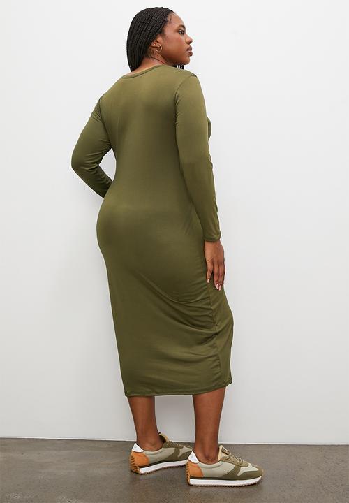 Superbalist - Crew neck midi bodycon dress - fatigue 1