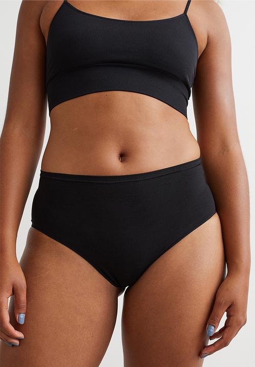 H&M - 2 Pack light shaping brazilian briefs - light grey marl & black