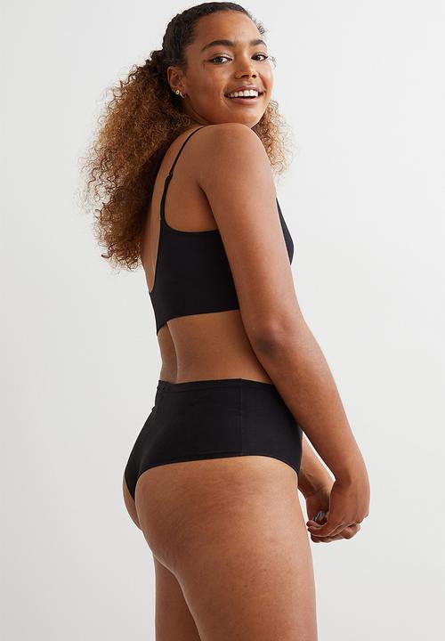 H&M - 2 Pack light shaping brazilian briefs - light grey marl & black