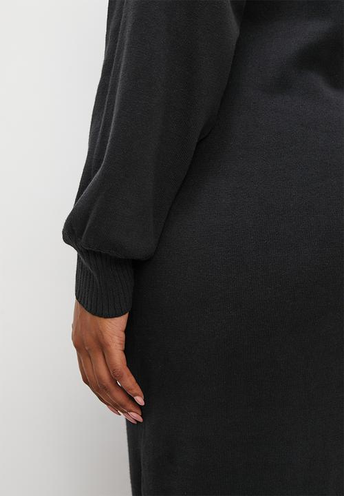 Superbalist - Ribbed organic knitwear dress - black