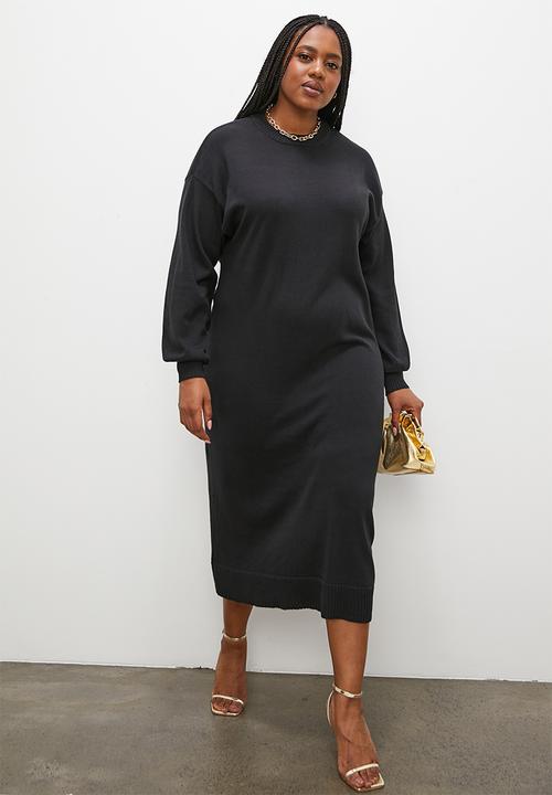 Superbalist - Ribbed organic knitwear dress - black