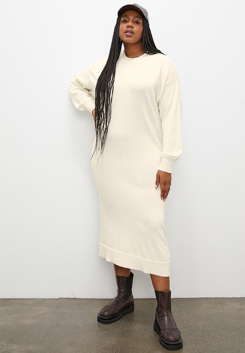 Superbalist - Ribbed organic knitwear dress - Oatmeal