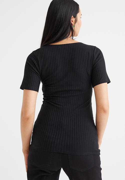 H&M - Mama ribbed nursing top - black