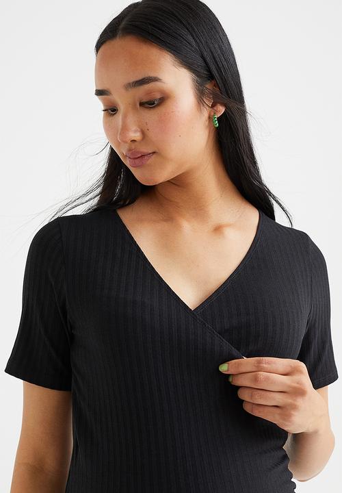 H&M - Mama ribbed nursing top - black