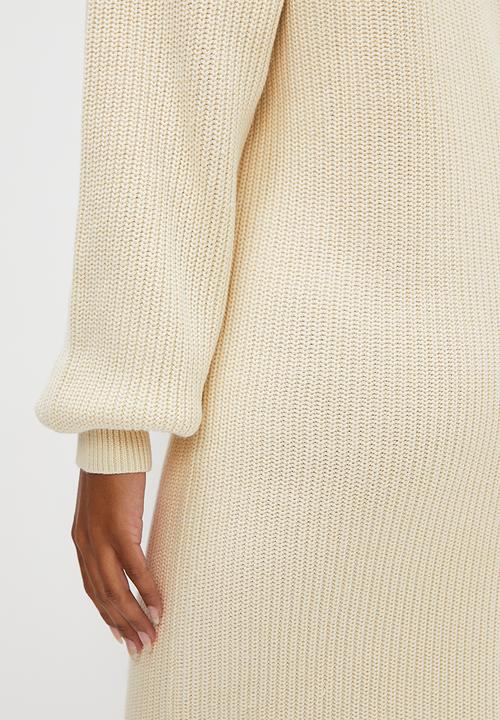 edit - Vneck dolman ribbed dress - milk