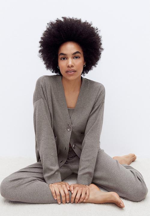 H&M - Fine-knit cardigan - dark greige 