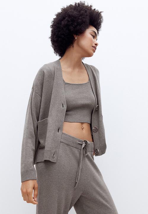 H&M - Fine-knit cardigan - dark greige 