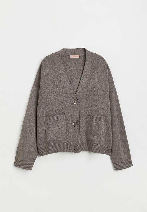 H&M - Fine-knit cardigan - dark greige 