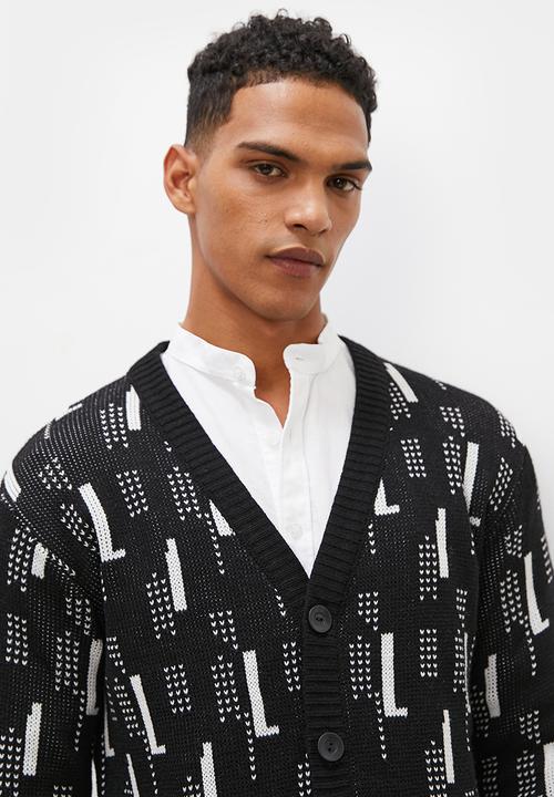 Superbalist - Slim fit pattern knit cardigan - black/cream