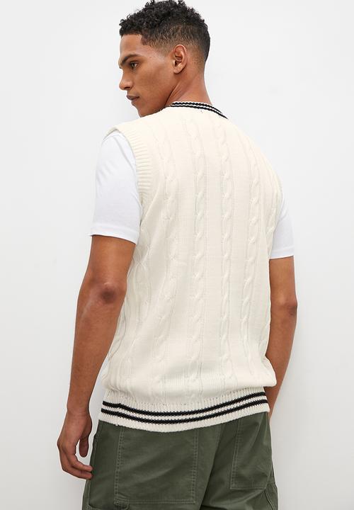 Superbalist - Slim fit knit sweater vest - cream/black