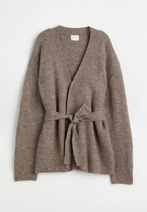 H&M - Tie-belt cardigan - dark mole