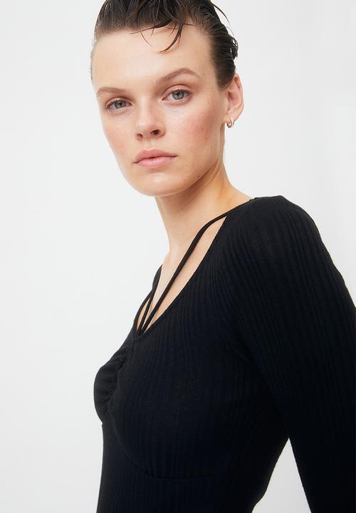 H&M - Ribbed jersey top - black 