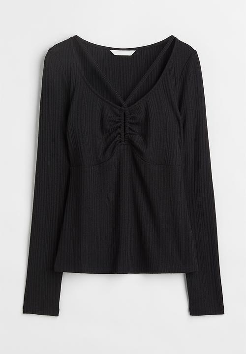 H&M - Ribbed jersey top - black 