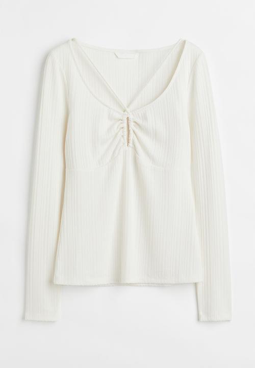 H&M - Ribbed jersey top - white 