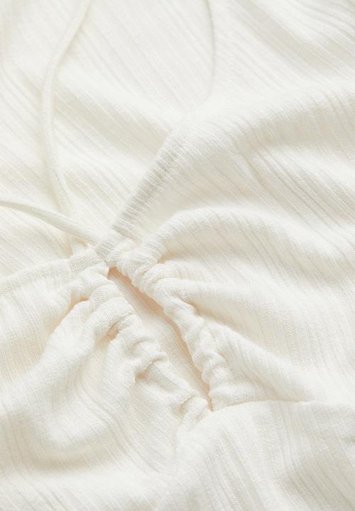 H&M - Ribbed jersey top - white 