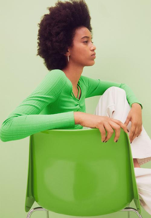 H&M - Ribbed jersey top - bright green