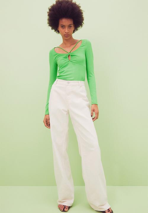 H&M - Ribbed jersey top - bright green