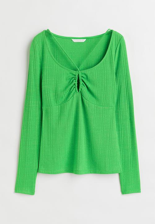 H&M - Ribbed jersey top - bright green