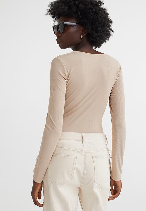 H&M - Long-sleeved jersey top - beige 