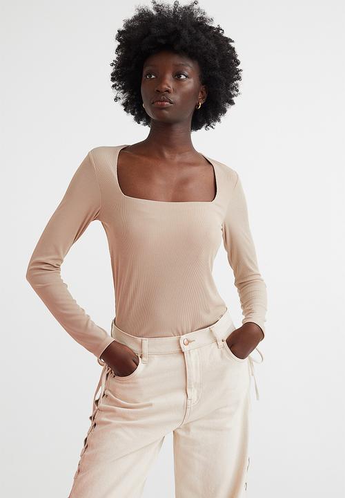 H&M - Long-sleeved jersey top - beige 