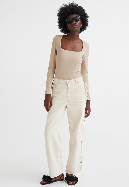 H&M - Long-sleeved jersey top - beige 