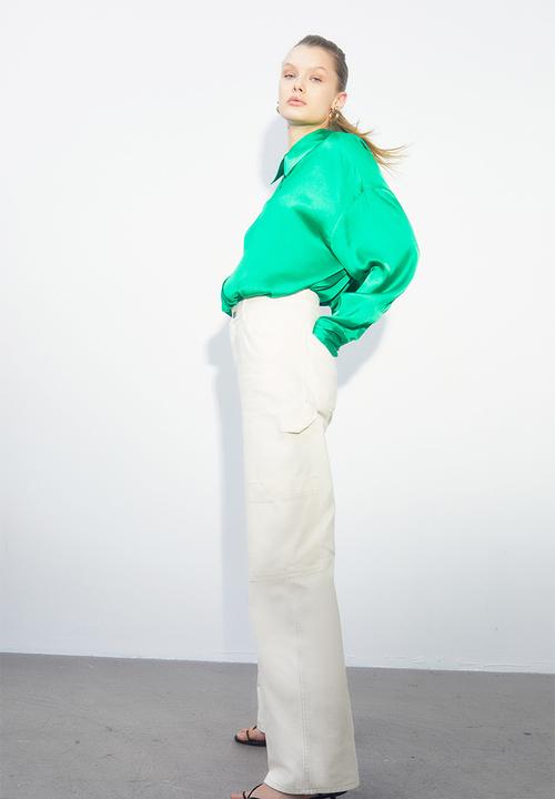 H&M - Wide cargo trousers - natural white