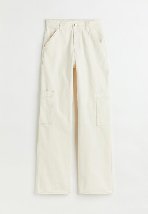 H&M - Wide cargo trousers - natural white