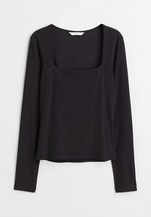 H&M - Long-sleeved jersey top - black 