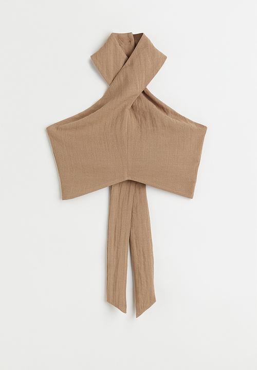 H&M - Halterneck cropped top - dark beige