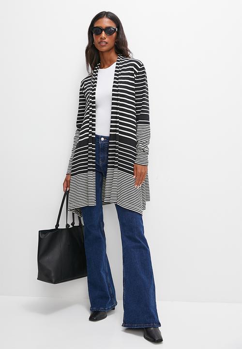edit - Drape waterfall cardigan - black & milk