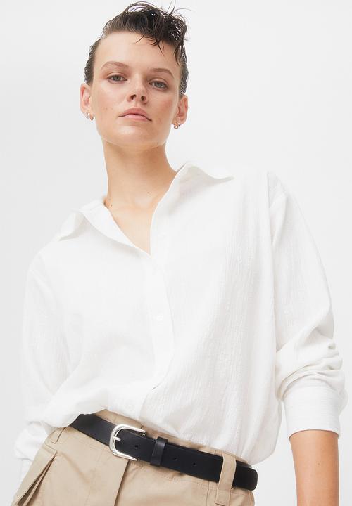H&M - Crinkled cotton shirt - white