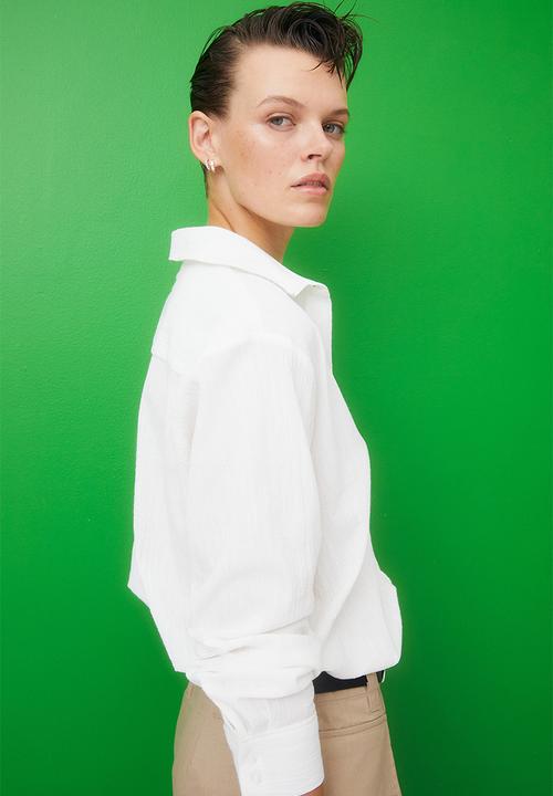 H&M - Crinkled cotton shirt - white