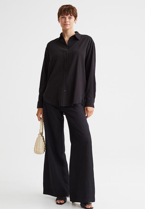 H&M - Crinkled cotton shirt - black