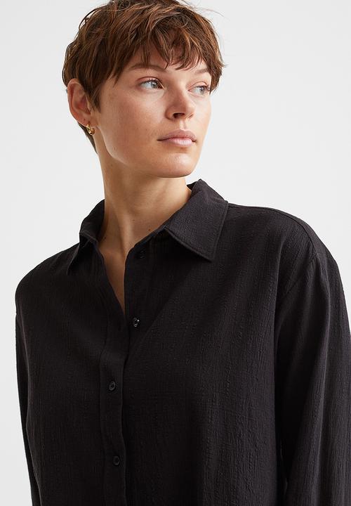 H&M - Crinkled cotton shirt - black