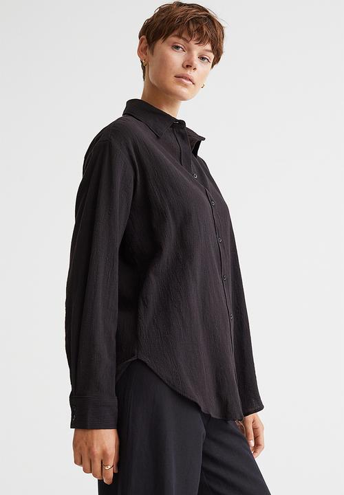 H&M - Crinkled cotton shirt - black
