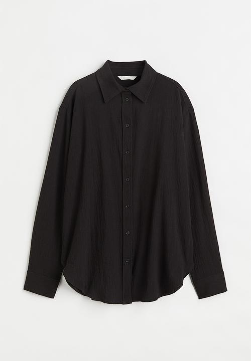 H&M - Crinkled cotton shirt - black