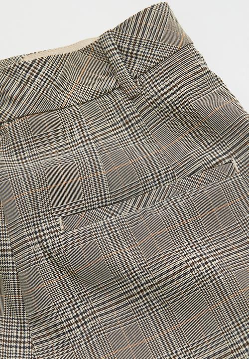 H&M - Wide trousers - dark beige/checked