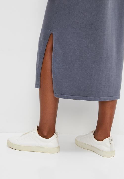 edit - Collared knitwear midi dress - slate grey