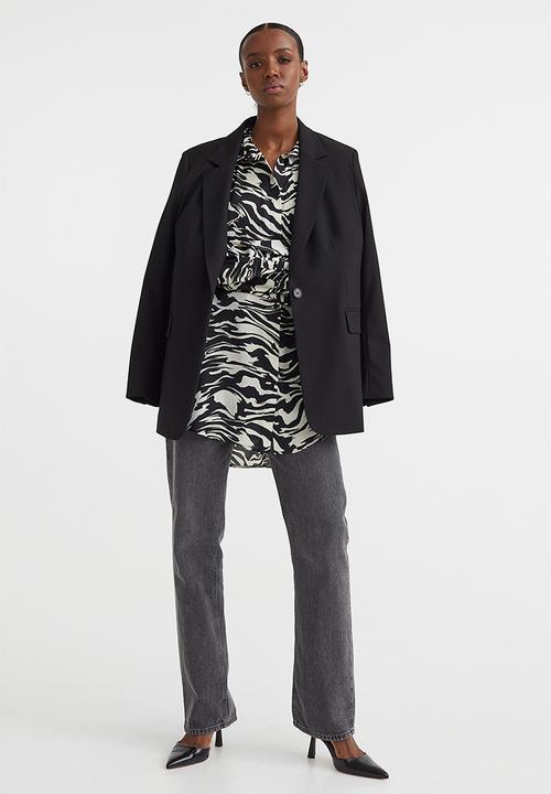 H&M - Oversized blouse - black/zebra print