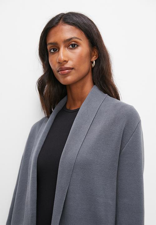 edit - shawl collar coatigan - charcoal